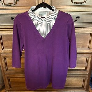 Pretty lightweight sweater with built in blouse and collar on top.